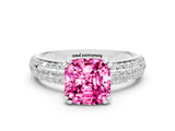 White gold Cushion Cut Cut Diamond Milgrain Marquise Band with Prong Setting