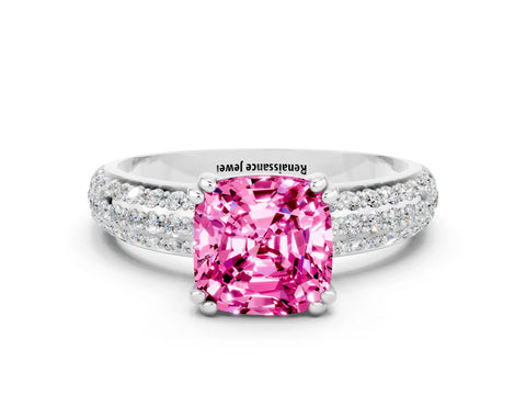 White gold Cushion Cut Cut Diamond Milgrain Marquise Band with Prong Setting