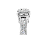 White gold Cushion Cut Cut Diamond Milgrain Pave Band Four-Prong Setting Ring_12
