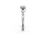 White gold Cushion Cut Cut Diamond Milgrain Pave Band Four-Prong Setting Ring_9