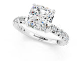 White gold Cushion Cut Cut Diamond Pavé Band with Four-Prong Setting_1
