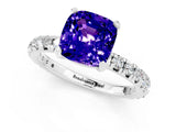 White gold Cushion Cut Cut Diamond Pavé Band with Four-Prong Setting_1