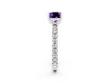 White gold Cushion Cut Cut Diamond Pavé Band with Four-Prong Setting_2