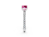 White gold Cushion Cut Cut Diamond Pavé Band with Four-Prong Setting_2