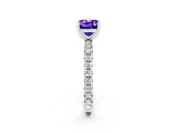 White gold Cushion Cut Cut Diamond Pavé Band with Four-Prong Setting_2