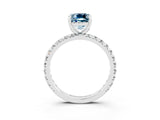 White gold Cushion Cut Cut Diamond Pavé Band with Four-Prong Setting_3