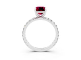 White gold Cushion Cut Cut Diamond Pavé Band with Four-Prong Setting_3