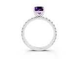 White gold Cushion Cut Cut Diamond Pavé Band with Four-Prong Setting_3