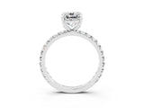 White gold Cushion Cut Cut Diamond Pavé Band with Four-Prong Setting_3