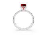 White gold Cushion Cut Cut Diamond Pavé Band with Four-Prong Setting_3