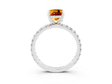 White gold Cushion Cut Cut Diamond Pavé Band with Four-Prong Setting_3