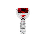White gold Cushion Cut Cut Diamond Pavé Band with Four-Prong Setting_5