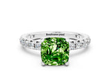 White gold Cushion Cut Cut Diamond Pavé Band with Four-Prong Setting