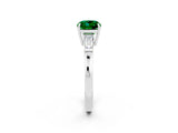 White gold Cushion Cut Cut Diamond Ring with Tapered Baguette Side Stones in Four-Prong Setting_2