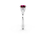 White gold Cushion Cut Cut Diamond Ring with Tapered Baguette Side Stones in Four-Prong Setting_2