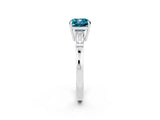 White gold Cushion Cut Cut Diamond Ring with Tapered Baguette Side Stones in Four-Prong Setting_2