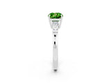 White gold Cushion Cut Cut Diamond Ring with Tapered Baguette Side Stones in Four-Prong Setting_2