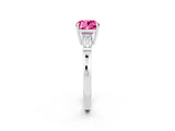 White gold Cushion Cut Cut Diamond Ring with Tapered Baguette Side Stones in Four-Prong Setting_2