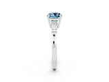 White gold Cushion Cut Cut Diamond Ring with Tapered Baguette Side Stones in Four-Prong Setting_2