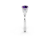 White gold Cushion Cut Cut Diamond Ring with Tapered Baguette Side Stones in Four-Prong Setting_2