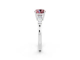 White gold Cushion Cut Cut Diamond Ring with Tapered Baguette Side Stones in Four-Prong Setting_2