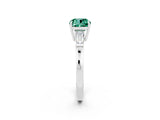White gold Cushion Cut Cut Diamond Ring with Tapered Baguette Side Stones in Four-Prong Setting_2