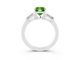 White gold Cushion Cut Cut Diamond Ring with Tapered Baguette Side Stones in Four-Prong Setting_3