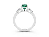 White gold Cushion Cut Cut Diamond Ring with Tapered Baguette Side Stones in Four-Prong Setting_3