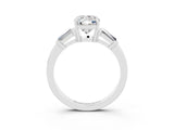 White gold Cushion Cut Cut Diamond Ring with Tapered Baguette Side Stones in Four-Prong Setting_3