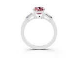 White gold Cushion Cut Cut Diamond Ring with Tapered Baguette Side Stones in Four-Prong Setting_3