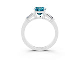 White gold Cushion Cut Cut Diamond Ring with Tapered Baguette Side Stones in Four-Prong Setting_3