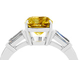 White gold Cushion Cut Cut Diamond Ring with Tapered Baguette Side Stones in Four-Prong Setting_4