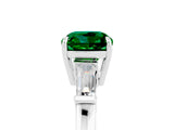 White gold Cushion Cut Cut Diamond Ring with Tapered Baguette Side Stones in Four-Prong Setting_5