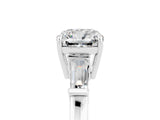 White gold Cushion Cut Cut Diamond Ring with Tapered Baguette Side Stones in Four-Prong Setting_5
