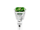 White gold Cushion Cut Cut Diamond Ring with Tapered Baguette Side Stones in Four-Prong Setting_5