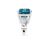 White gold Cushion Cut Cut Diamond Ring with Tapered Baguette Side Stones in Four-Prong Setting_5