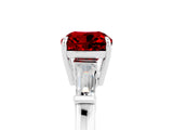 White gold Cushion Cut Cut Diamond Ring with Tapered Baguette Side Stones in Four-Prong Setting_5
