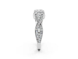White gold Cushion Cut Cut Diamond Twisted Band with Milgrain Pave Setting and Four-Prong Setting_20