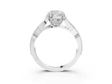 White gold Cushion Cut Cut Diamond Twisted Band with Milgrain Pave Setting and Four-Prong Setting_21