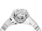 White gold Cushion Cut Cut Diamond Twisted Band with Milgrain Pave Setting and Four-Prong Setting_22