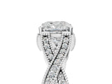 White gold Cushion Cut Cut Diamond Twisted Band with Milgrain Pave Setting and Four-Prong Setting_23