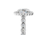 White gold Cushion Cut Cut Halo Pavé Solitaire Ring with Milgrain Band_12