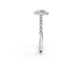 White gold Cushion Cut Cut Halo Pavé Solitaire Ring with Milgrain Band_9