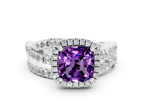 White gold Cushion Cut Cut Halo Split Shank Prong Setting Ring_12