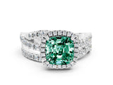 White gold Cushion Cut Cut Halo Split Shank Prong Setting Ring_12