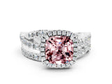 White gold Cushion Cut Cut Halo Split Shank Prong Setting Ring_12