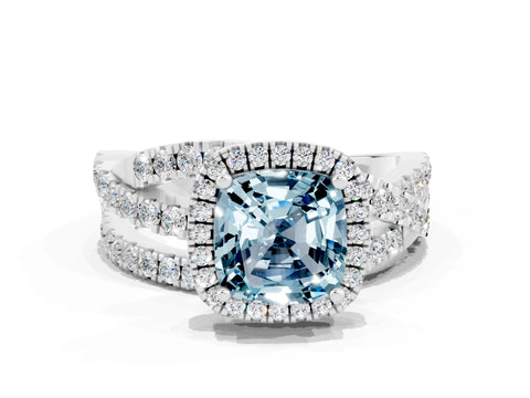 White gold Cushion Cut Cut Halo Split Shank Prong Setting Ring_12