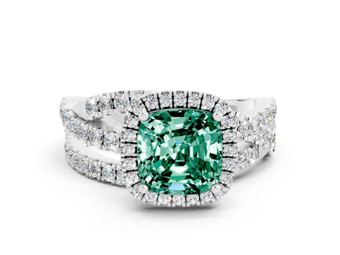 White gold Cushion Cut Cut Halo Split Shank Prong Setting Ring_12