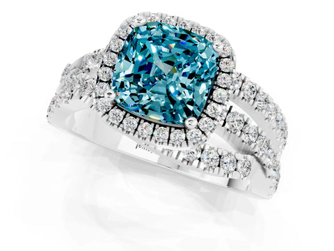 White gold Cushion Cut Cut Halo Split Shank Prong Setting Ring_13
