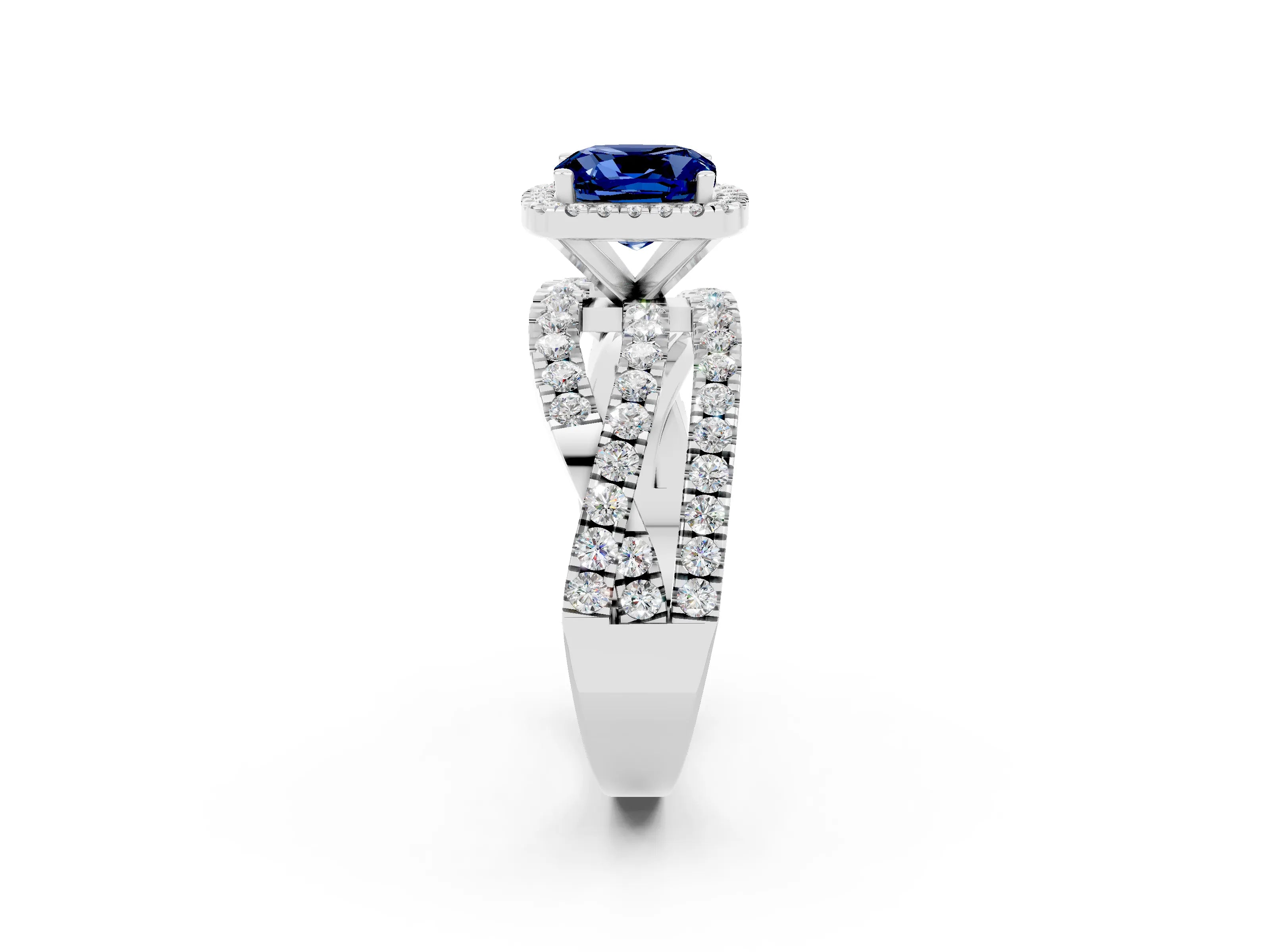 White gold Cushion Cut Cut Halo Split Shank Prong Setting Ring_14